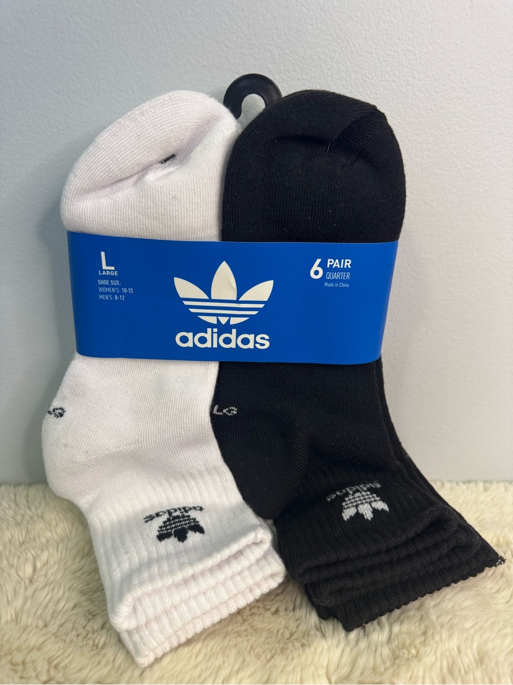 adidas Men’s 6-Pair Quarter Socks - Black & White